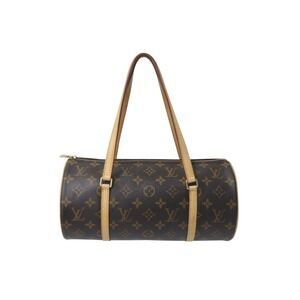 LOUIS VUITTON Papillon Handbag Pouch Cylindrical Monogram Canvas Brown